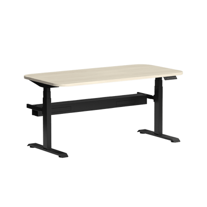 Klass Curve Height Adjustable Standing Desk with Cable Management 1500x750 Black Nordic Maple