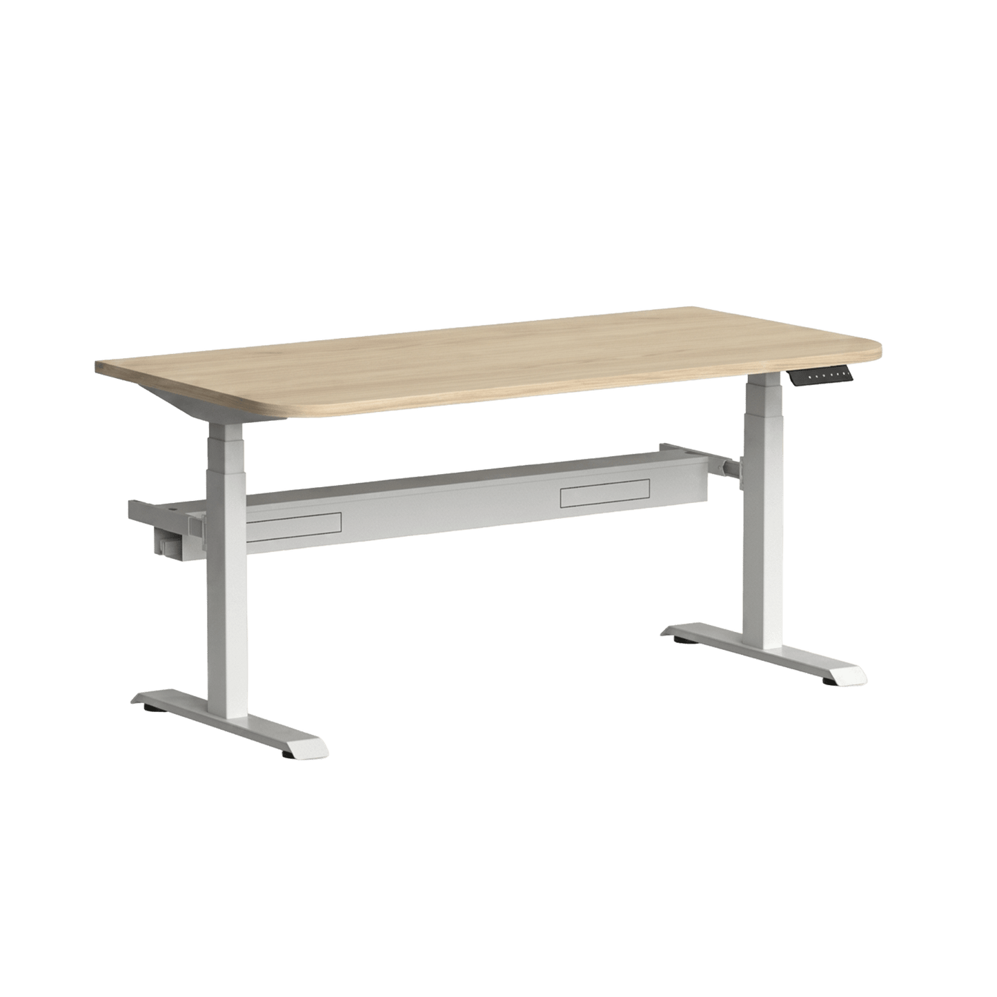 Klass Curve Height Adjustable Standing Desk with Cable Management 1500x750 White Nordic Maple