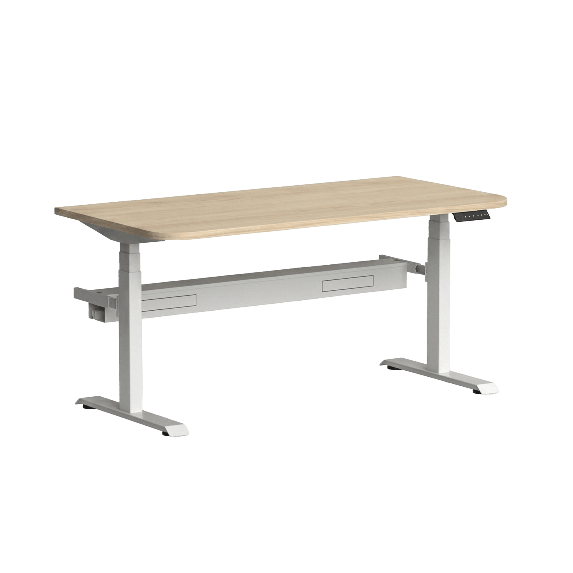 Klass Curve Height Adjustable Standing Desk with Cable Management 1500x750 White Nordic Maple
