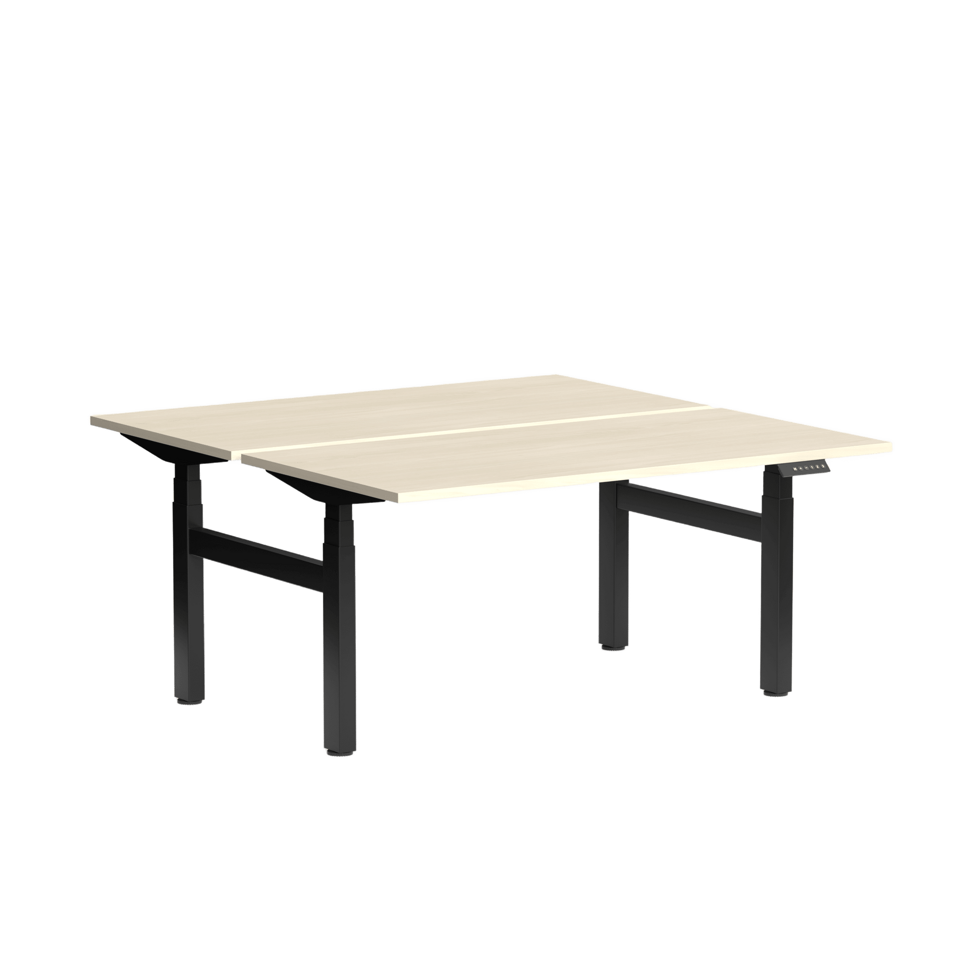 Klass Double Sided 2 Person Height Adjustable Desk 1200x600 / Black Powdercoat / Nordic Maple