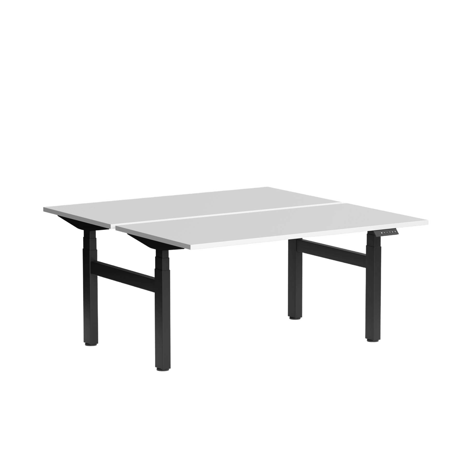 Klass Double Sided 2 Person Height Adjustable Desk 1200x600 / Black Powdercoat / White