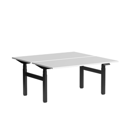 Klass Double Sided 2 Person Height Adjustable Desk 1200x600 / Black Powdercoat / White