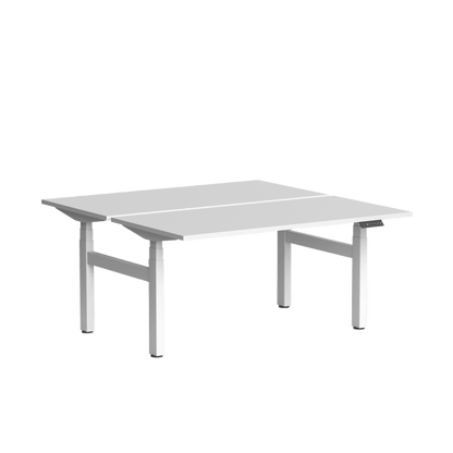 Klass Double Sided 2 Person Height Adjustable Desk 1200x600 / White Powdercoat / White
