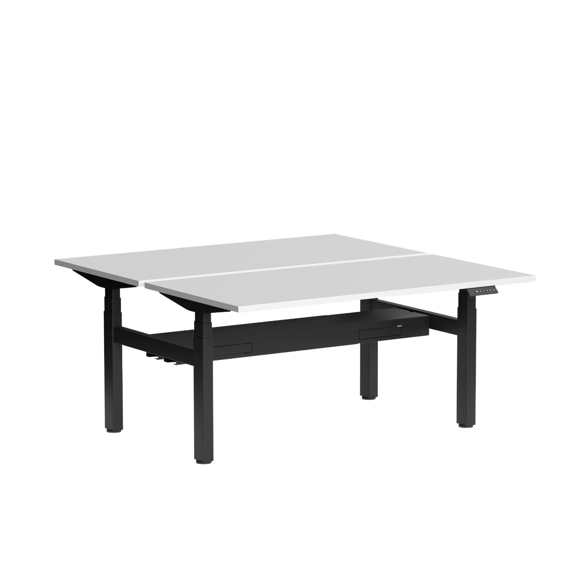 Klass Double Sided 2 Person Height Adjustable Desk with Cable Management 1200x600 / Black Powdercoat / White