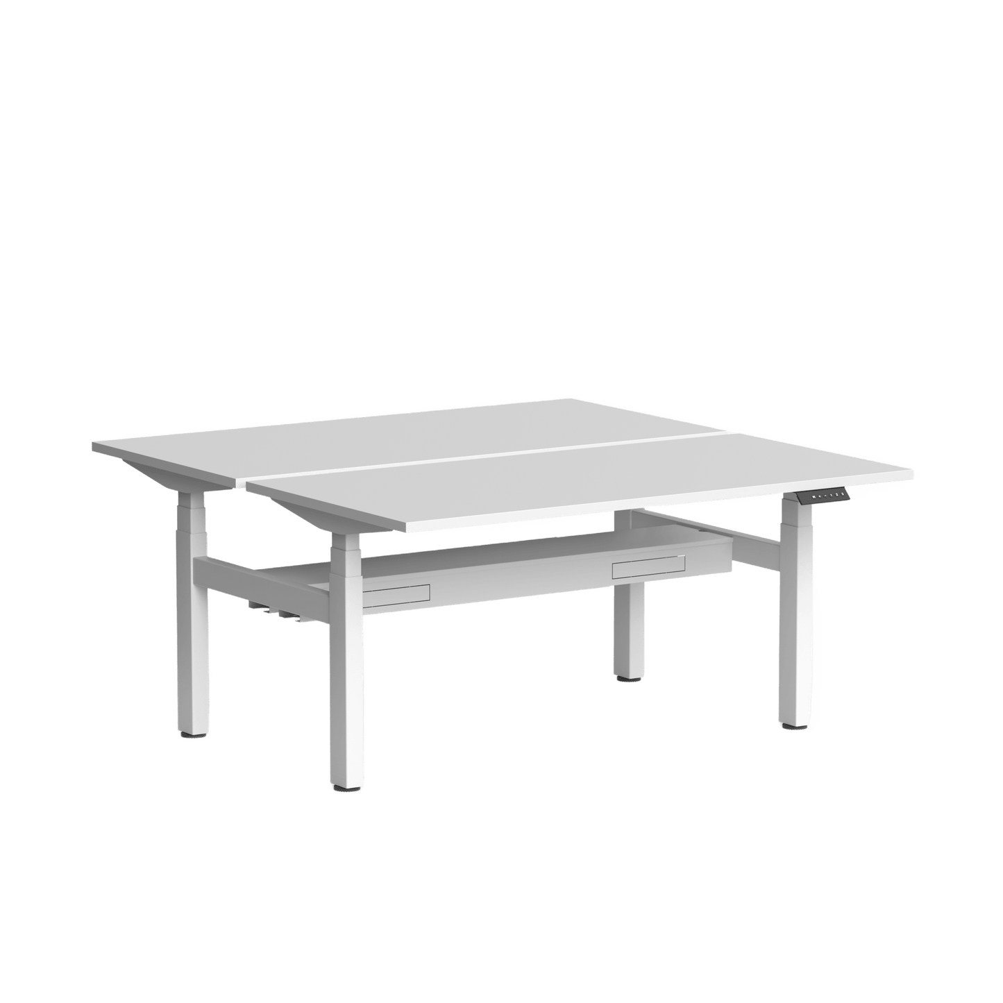 Klass Double Sided 2 Person Height Adjustable Desk with Cable Management 1200x600 / White Powdercoat / White