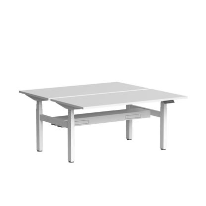 Klass Double Sided 2 Person Height Adjustable Desk with Cable Management 1200x600 / White Powdercoat / White