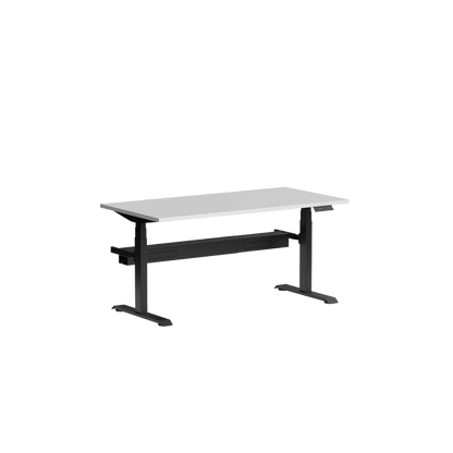 Klass Single Straight Height Adjustable Desk with Cable Management 1200x600 Black White - Office Furniture Company