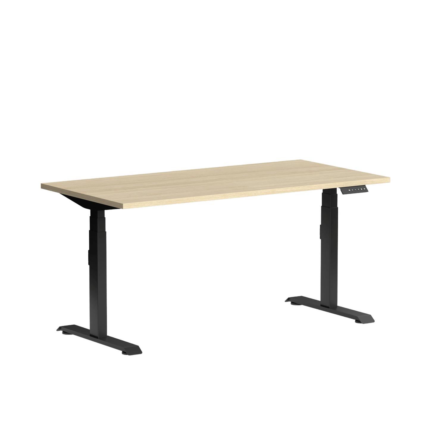 Klass Single Straight Height Ajustable Desk 1200x600 Black New Oak Smooth - Office Furniture Company
