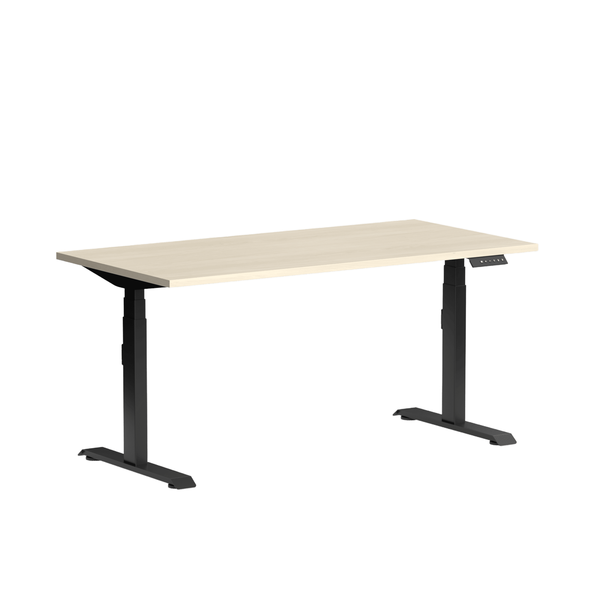 Klass Single Straight Height Ajustable Desk 1200x600 Black Nordic Maple - Office Furniture Company