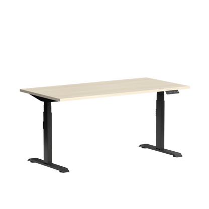 Klass Single Straight Height Ajustable Desk 1200x600 Black Nordic Maple - Office Furniture Company
