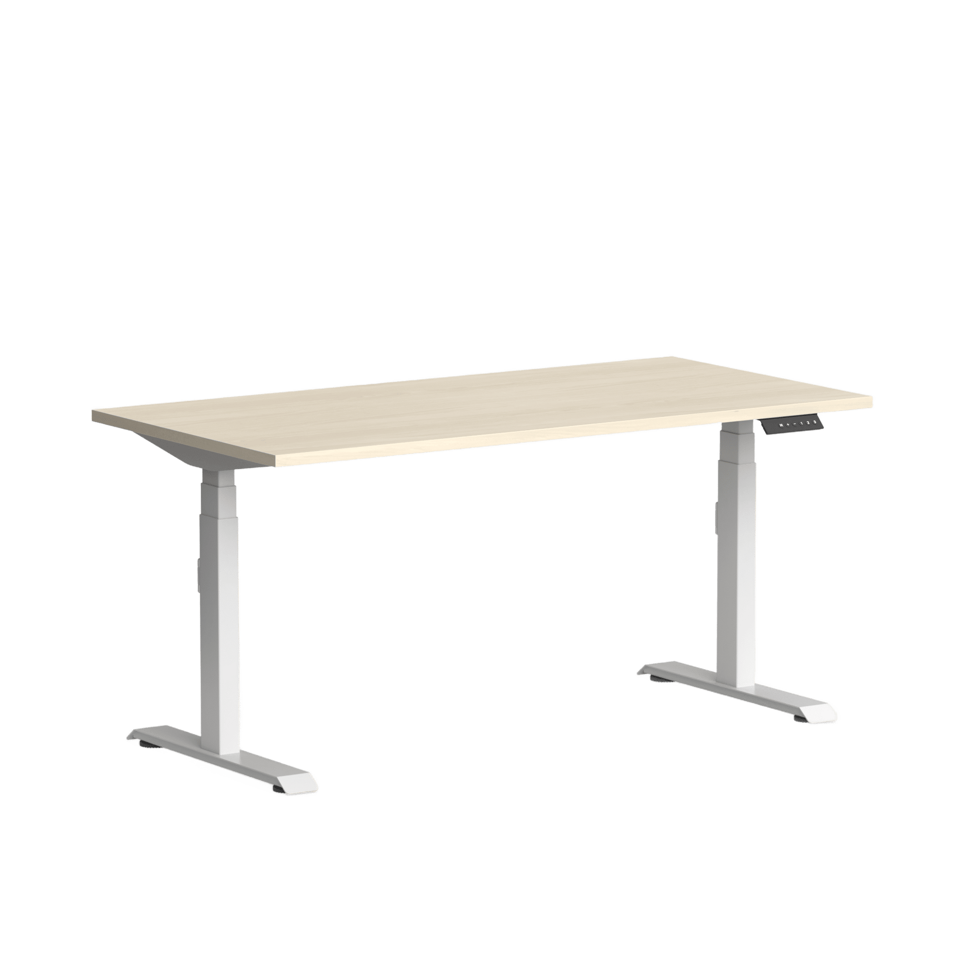 Klass Single Straight Height Ajustable Desk 1200x600 White Nordic Maple - Office Furniture Company