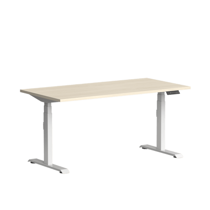 Klass Single Straight Height Ajustable Desk 1200x600 White Nordic Maple - Office Furniture Company