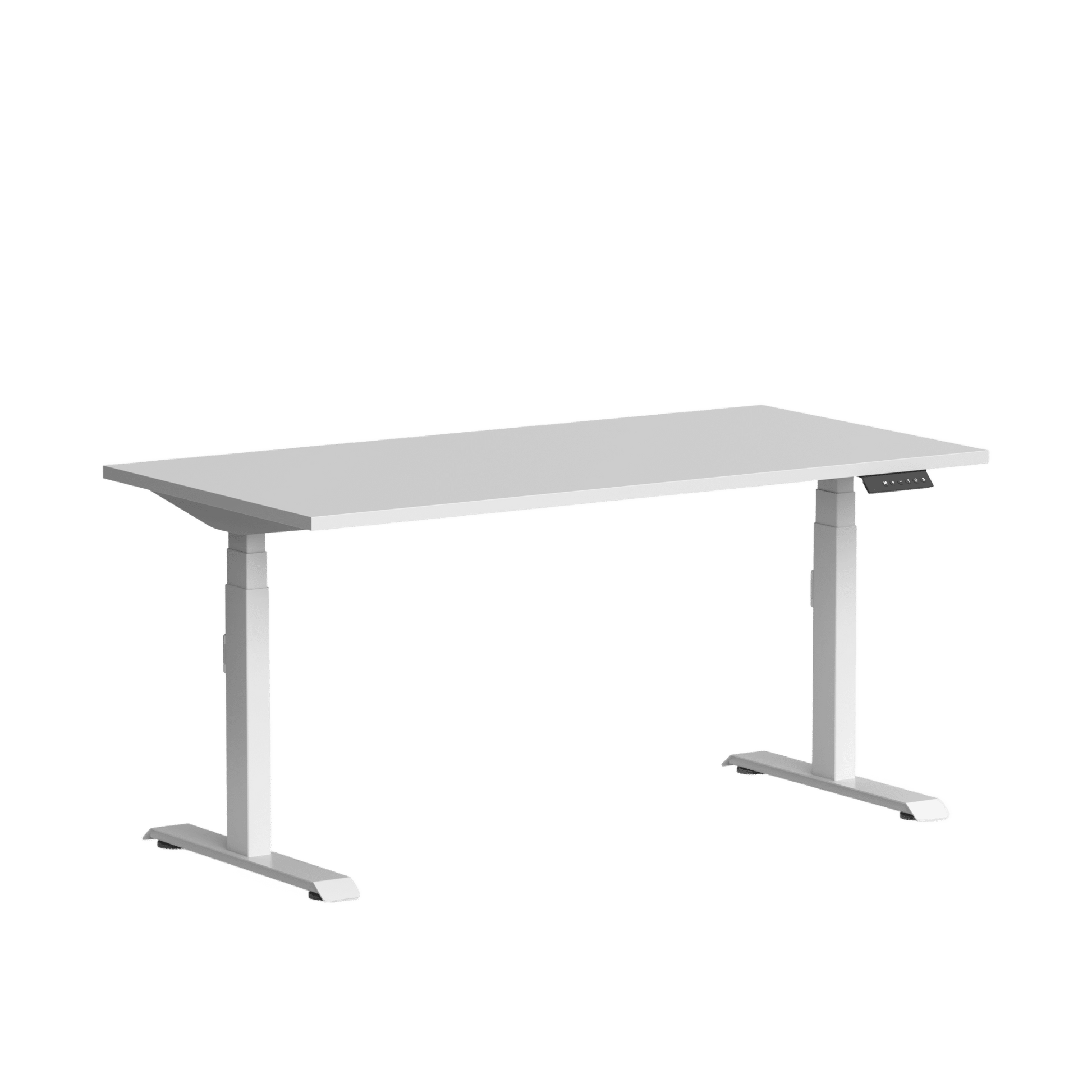 Klass Single Straight Height Ajustable Desk 1200x600 White White - Office Furniture Company