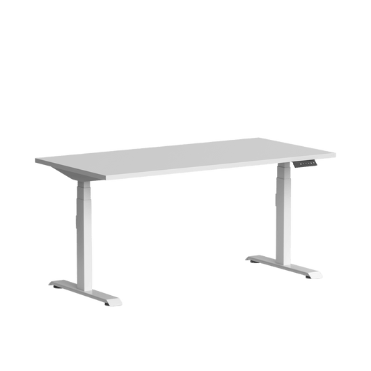 Klass Single Straight Height Ajustable Desk 1200x600 White White - Office Furniture Company