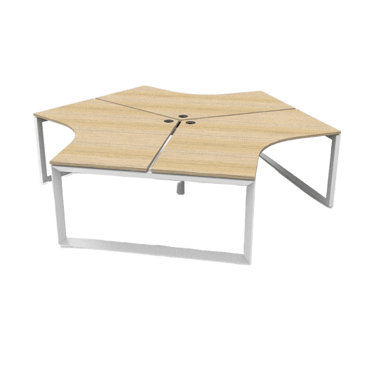 Loop Leg 120 Degree Workstations Natural Oak White Without Screen - Office Furniture Company