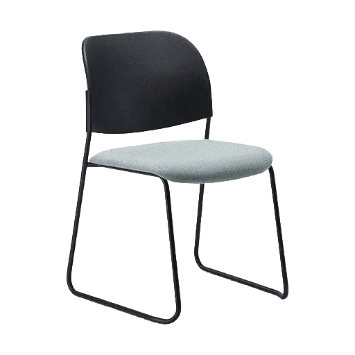 Lumia PP Stackable Chair with Seat Pad Ash Black Black Fab No Linking Device - Office Furniture Company