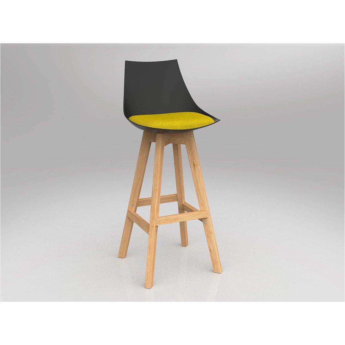 Luna Black Barstool with Oak Base - Office Furniture Company 