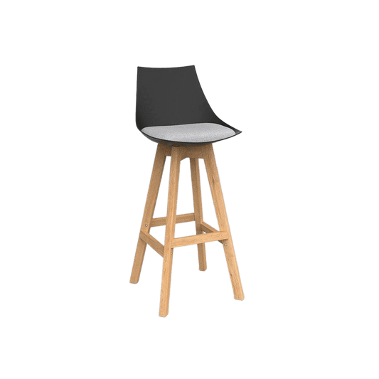 Luna Black Barstool with Oak Base Ash Grey - Office Furniture Company