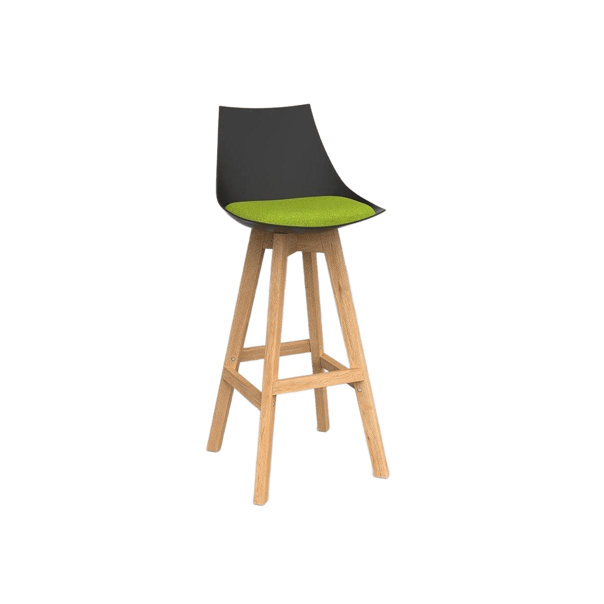 Luna Black Barstool with Oak Base Avocado Green - Office Furniture Company