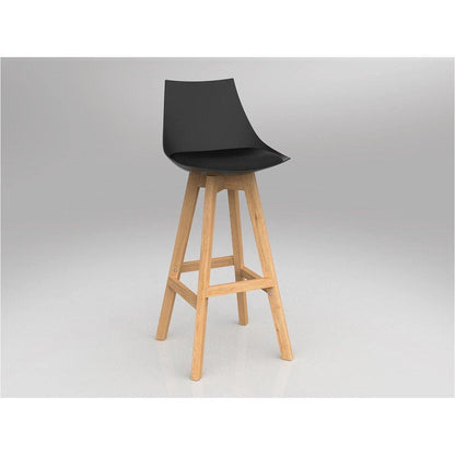 Luna Black Barstool with Oak Base Black Eurotex PU - Office Furniture Company