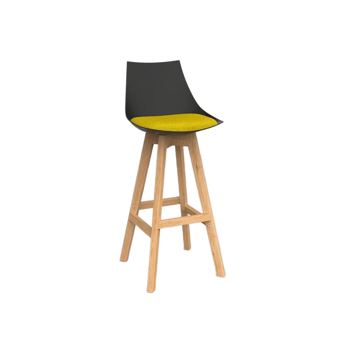 Luna Black Barstool with Oak Base Bumblebee Yellow - Office Furniture Company