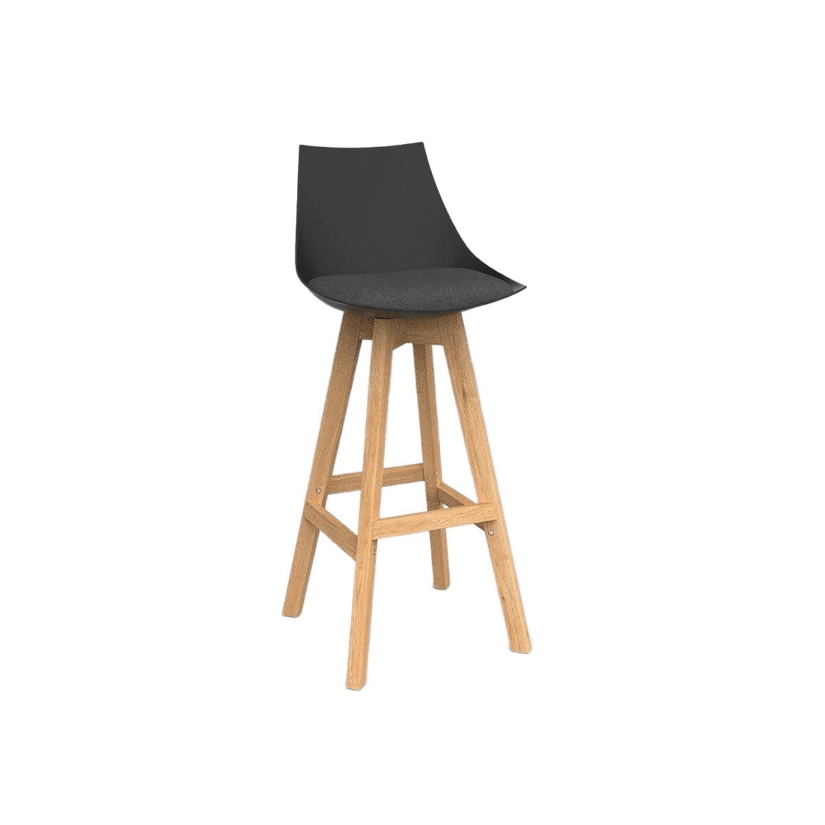 Luna Black Barstool with Oak Base Charcoal Grey - Office Furniture Company