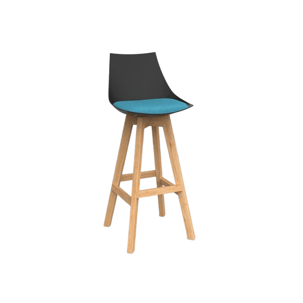 Luna Black Barstool with Oak Base Ice Blue - Office Furniture Company