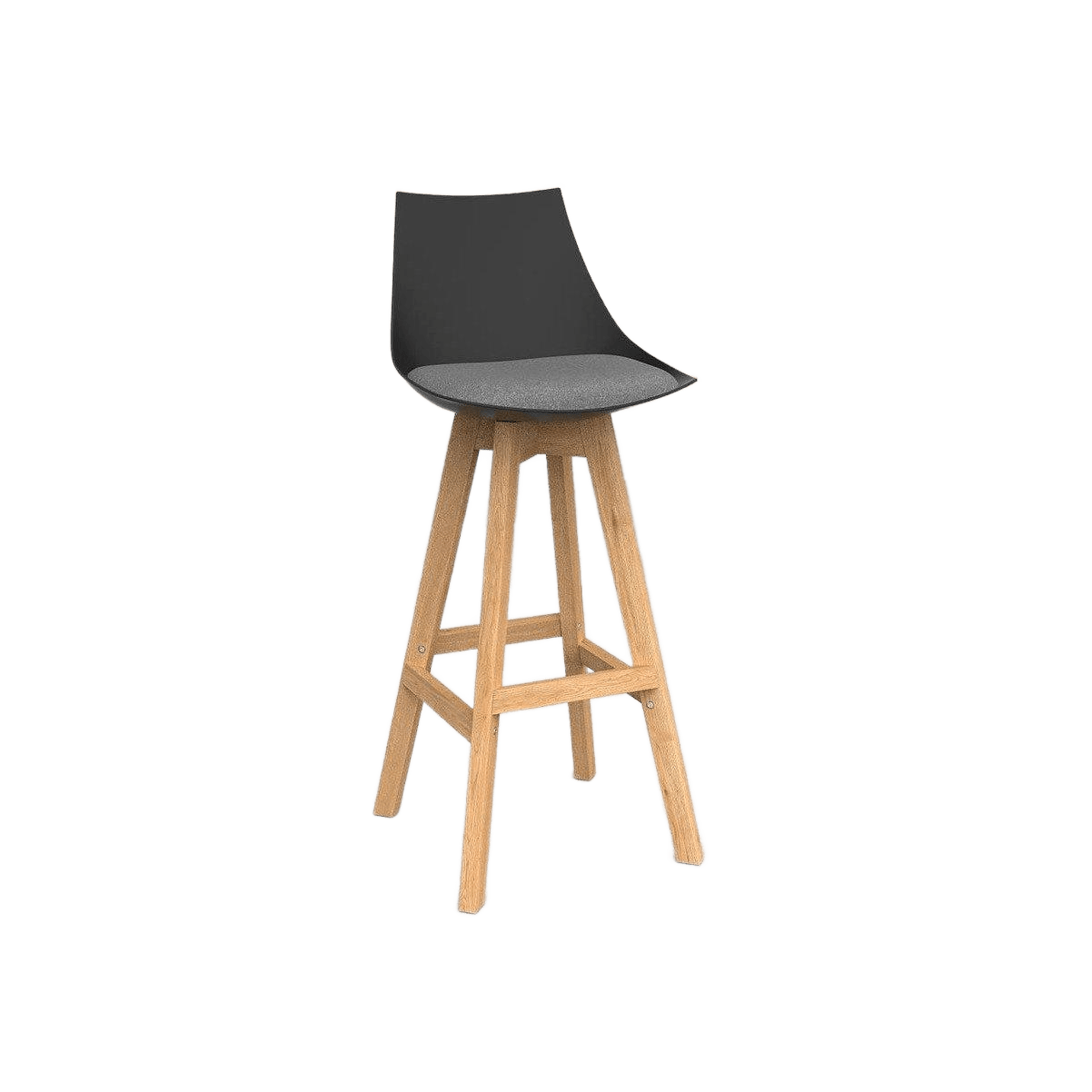 Luna Black Barstool with Oak Base Stone Grey - Office Furniture Company