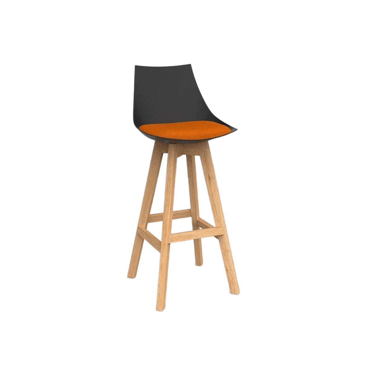 Luna Black Barstool with Oak Base Sunset Orange - Office Furniture Company