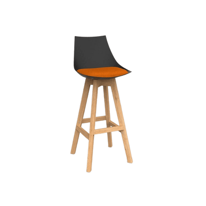 Luna Black Barstool with Oak Base Sunset Orange - Office Furniture Company