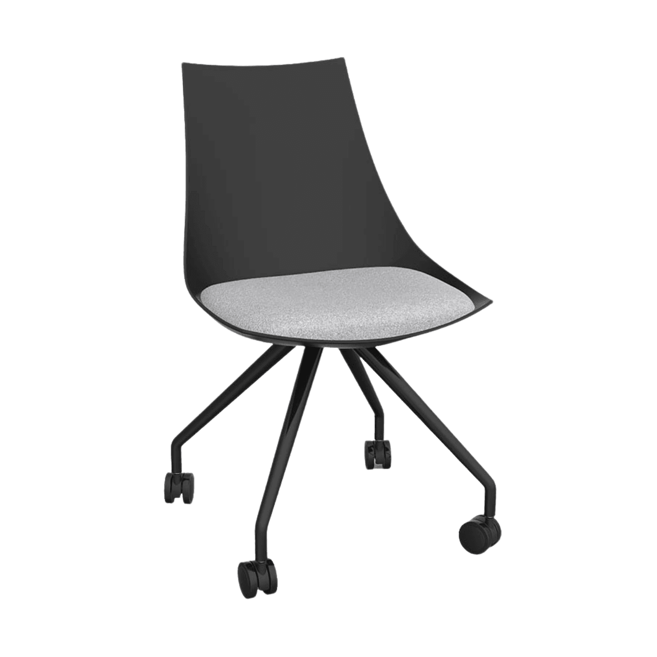 Luna Black Chair with Castor Base Ash Grey - Office Furniture Company