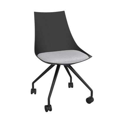 Luna Black Chair with Castor Base Ash Grey - Office Furniture Company