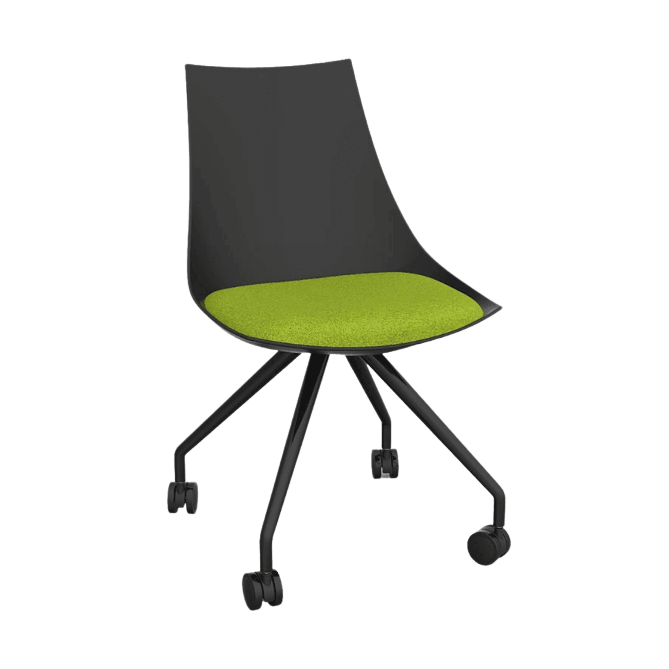 Luna Black Chair with Castor Base Avocado Green - Office Furniture Company
