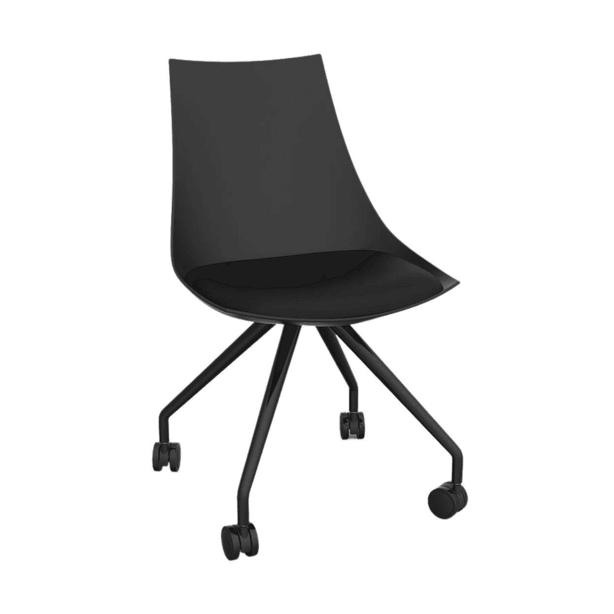 Luna Black Chair with Castor Base Black Eurotex PU - Office Furniture Company