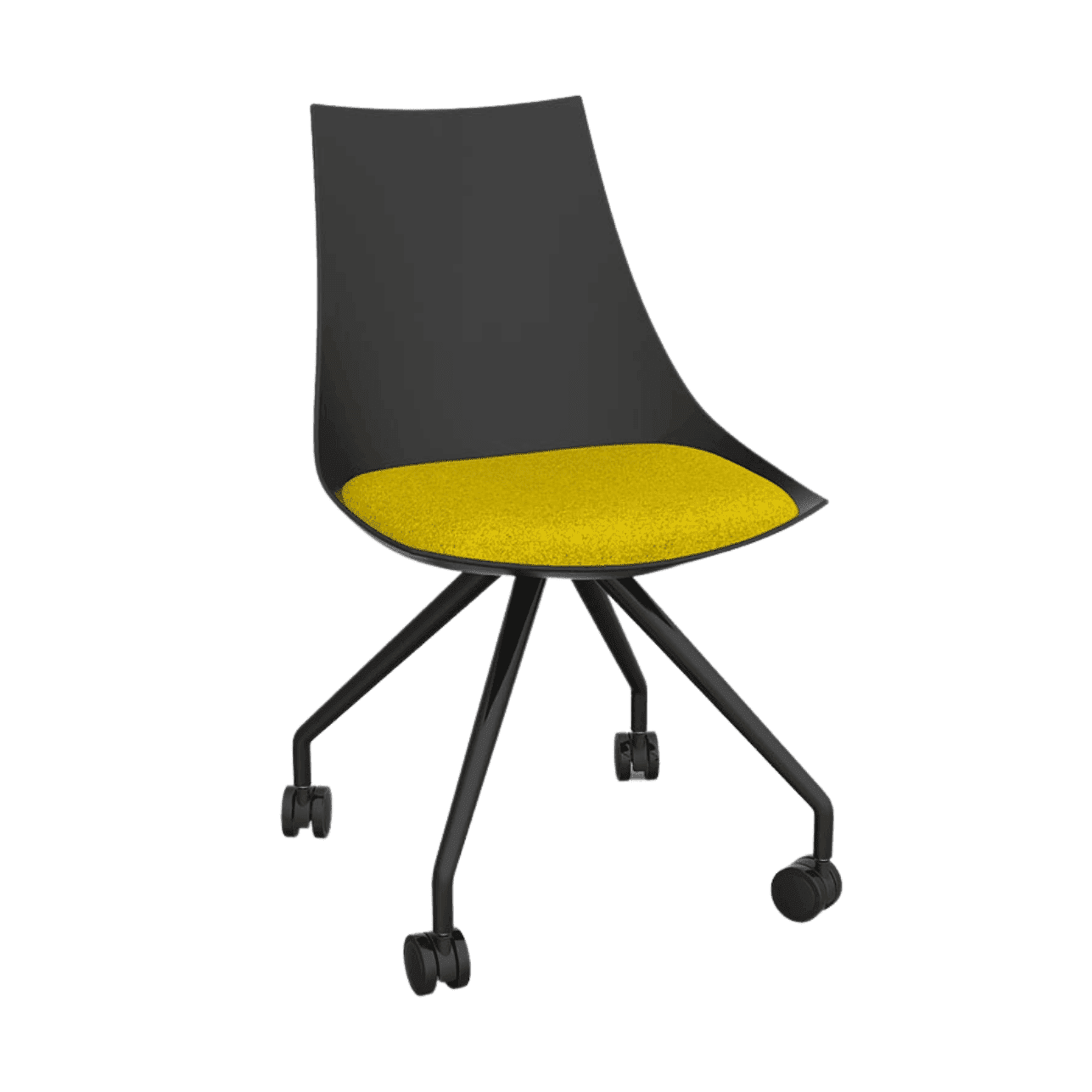 Luna Black Chair with Castor Base Bumblebee Yellow - Office Furniture Company