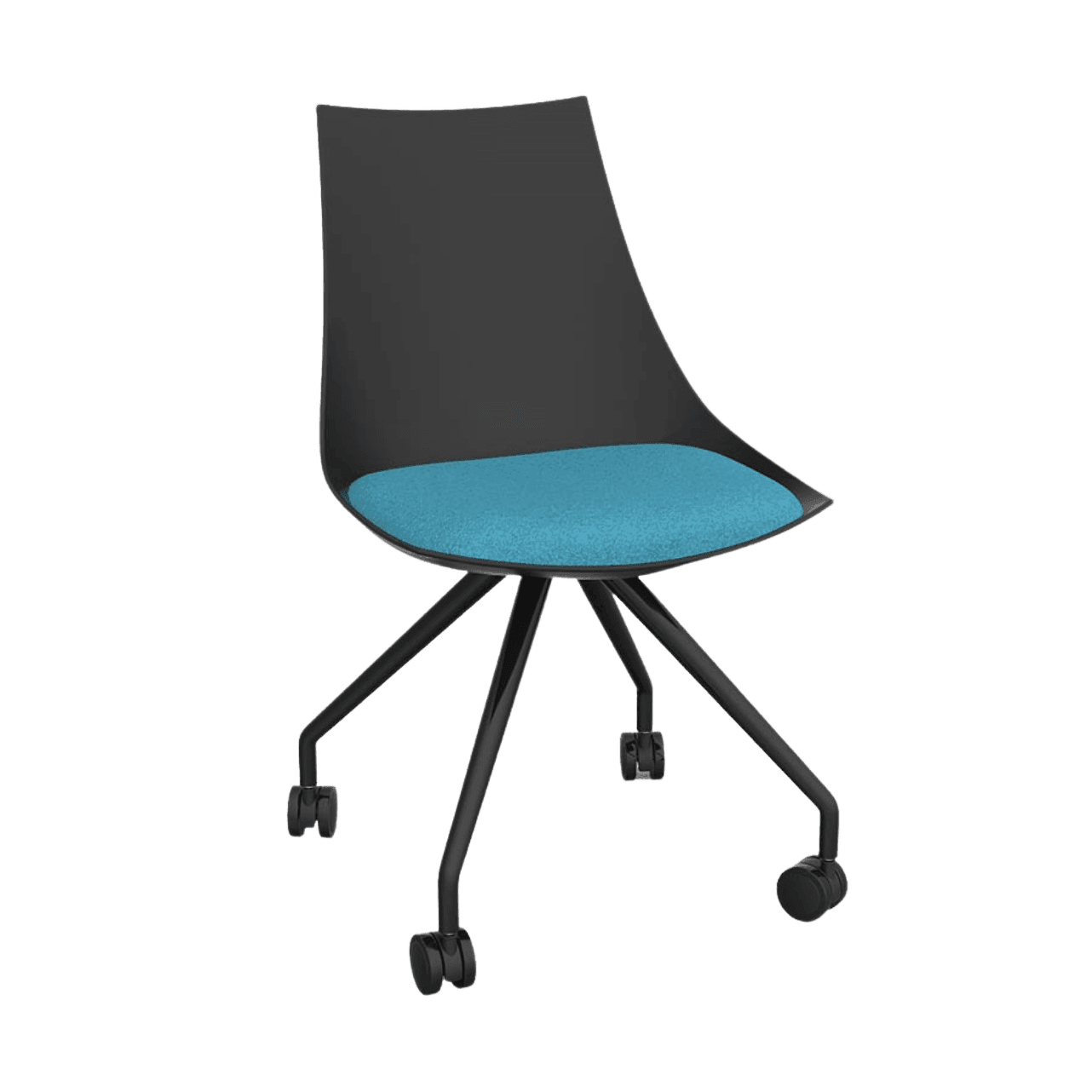 Luna Black Chair with Castor Base Ice Blue - Office Furniture Company