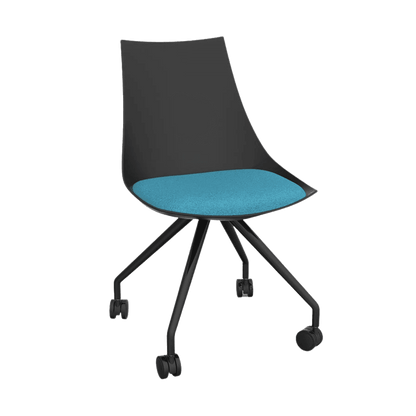 Luna Black Chair with Castor Base Ice Blue - Office Furniture Company