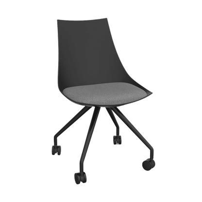 Luna Black Chair with Castor Base Stone Grey - Office Furniture Company