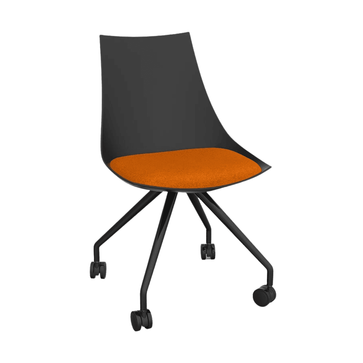 Luna Black Chair with Castor Base Sunset Orange - Office Furniture Company