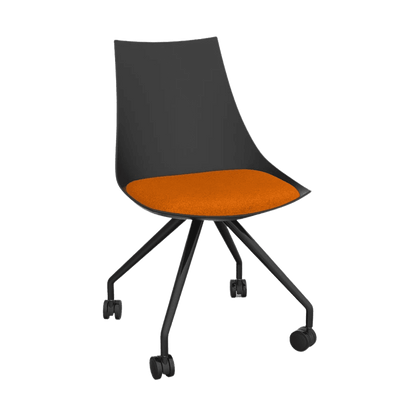 Luna Black Chair with Castor Base Sunset Orange - Office Furniture Company