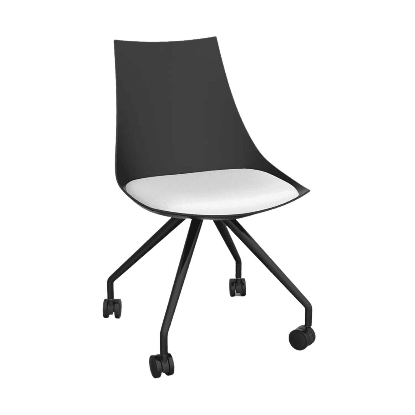 Luna Black Chair with Castor Base White Eurotex PU - Office Furniture Company