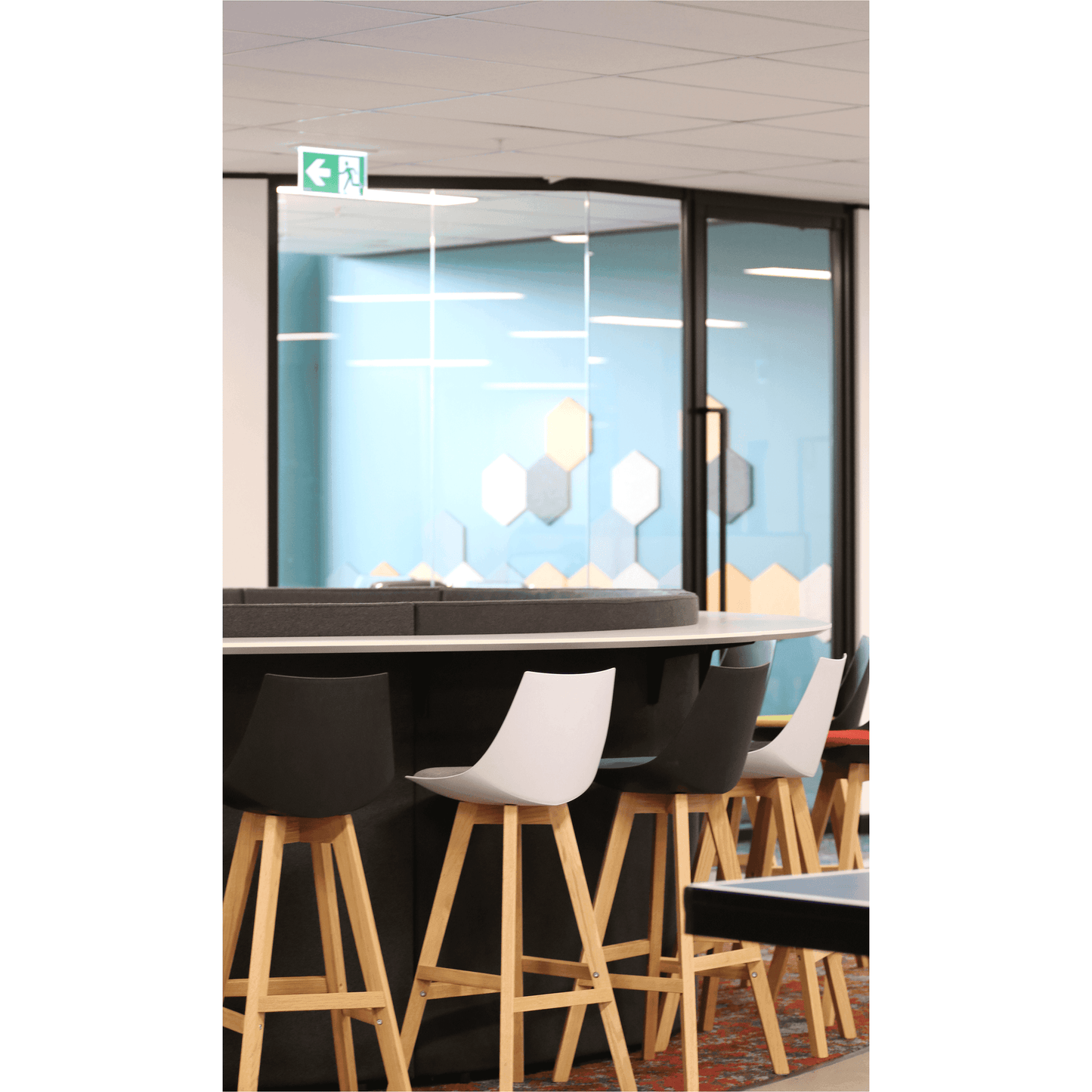 Luna White Barstool with Oak Base - Office Furniture Company 