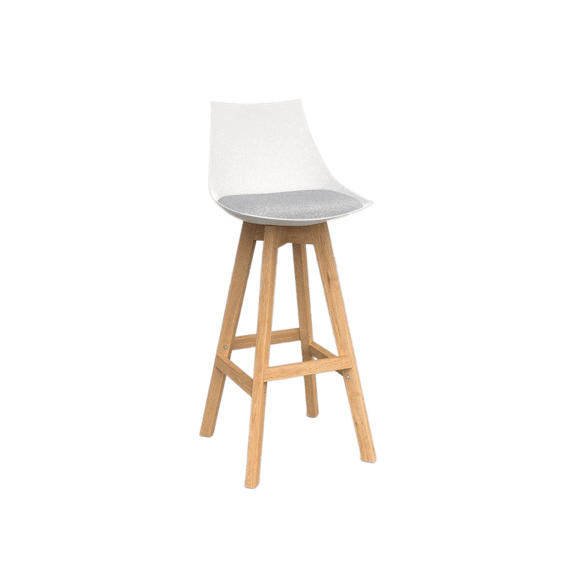 Luna White Barstool with Oak Base Ash Grey - Office Furniture Company