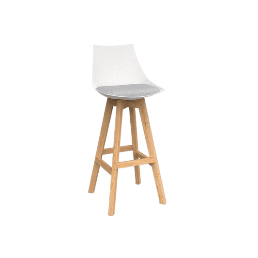 Luna White Barstool with Oak Base Ash Grey - Office Furniture Company