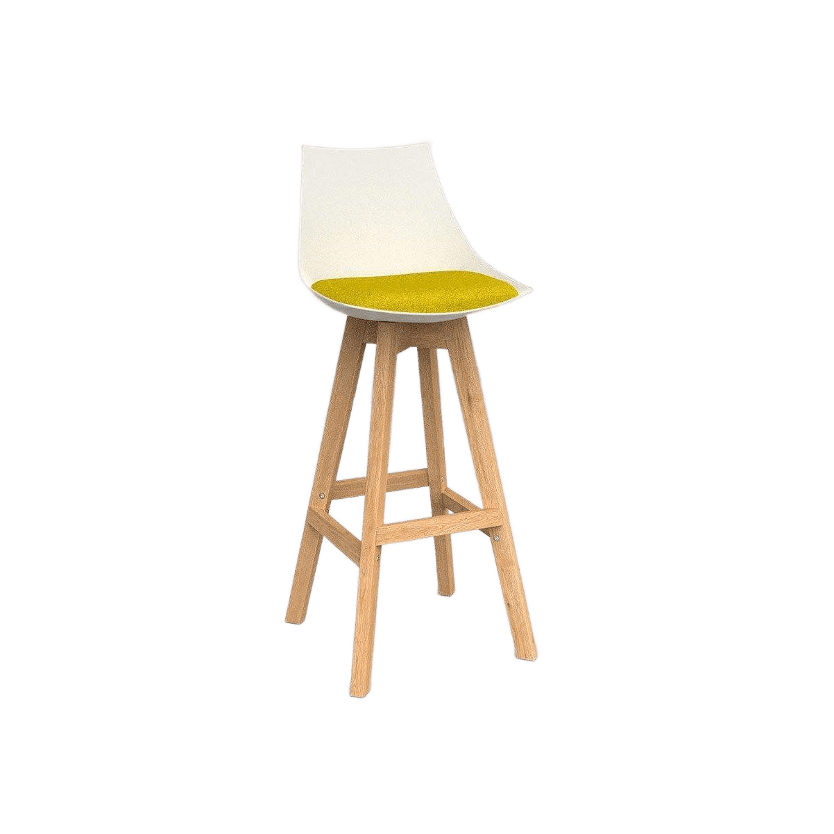 Luna White Barstool with Oak Base Bumblebee Yellow - Office Furniture Company