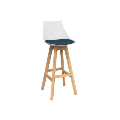 Luna White Barstool with Oak Base Charcoal Grey - Office Furniture Company