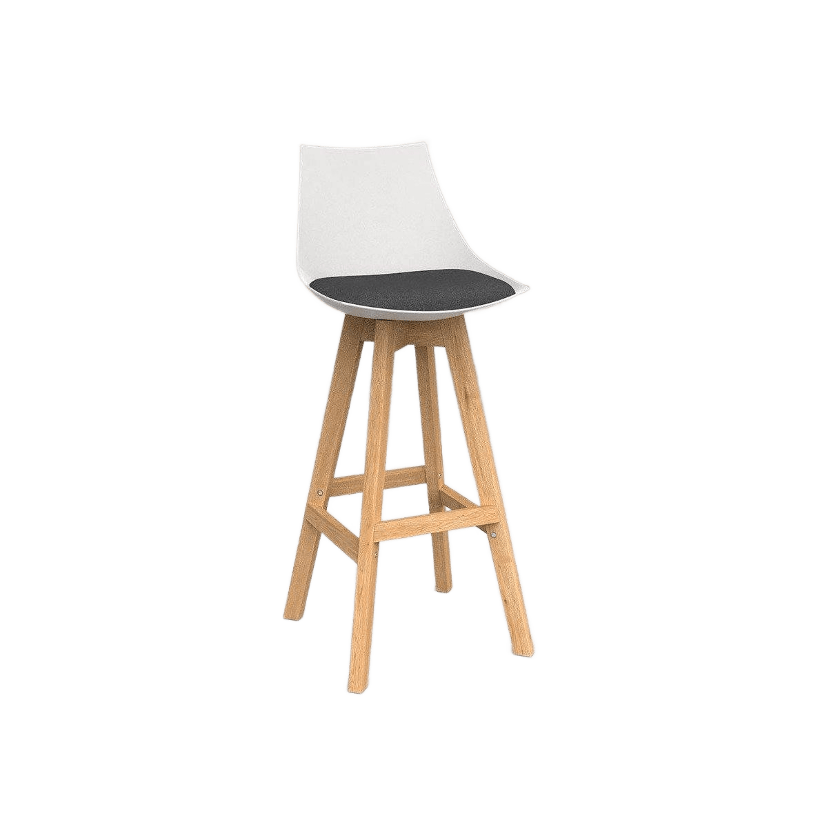 Luna White Barstool with Oak Base Charcoal Grey - Office Furniture Company