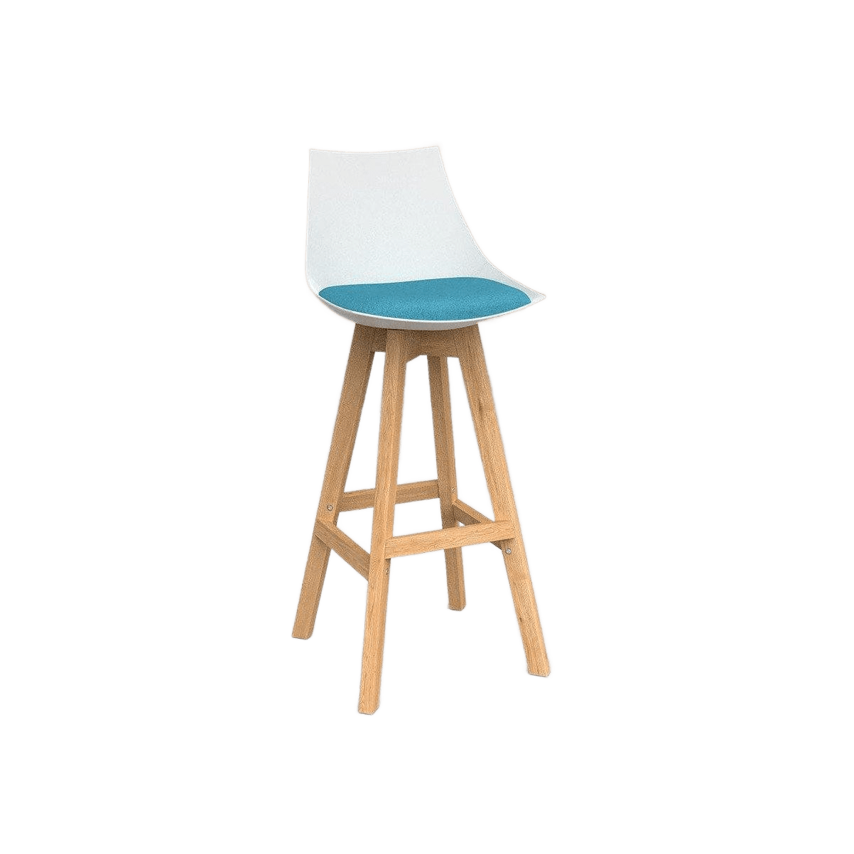 Luna White Barstool with Oak Base Ice Blue - Office Furniture Company