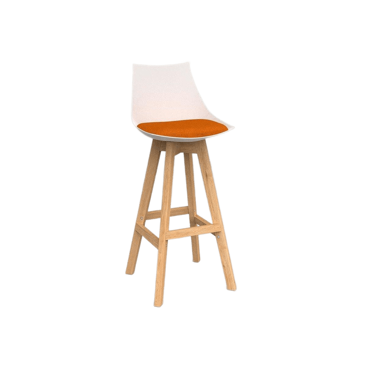 Luna White Barstool with Oak Base Sunset Orange - Office Furniture Company