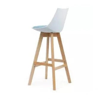 Luna White Barstool with Oak Base White Eurotex PU - Office Furniture Company